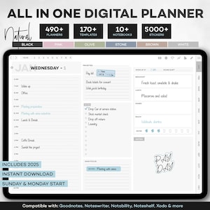 All in one 2025 Digital Planner, Goodnotes Planner, iPad Planner, Digital Journal, Dated Digital Planner, Digital Planner, Daily Planner