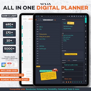 2025 All in One Digital Planner, Goodnotes Planner, iPad Planner, Digital Journal, Digital Planner, Daily Planner, Notability Template