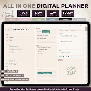 All in one 2025 Digital Planner, Goodnotes Planner, iPad Planner, Digital Journal, Dated Digital Planner, Digital Planner, Daily Planner