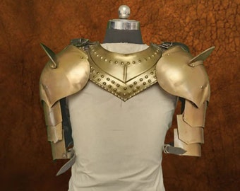 Medieval Gorget Spaulders Arm and Shoulder Set, Battle Warrior Pauldron Shoulder Armour Set Easter Gift