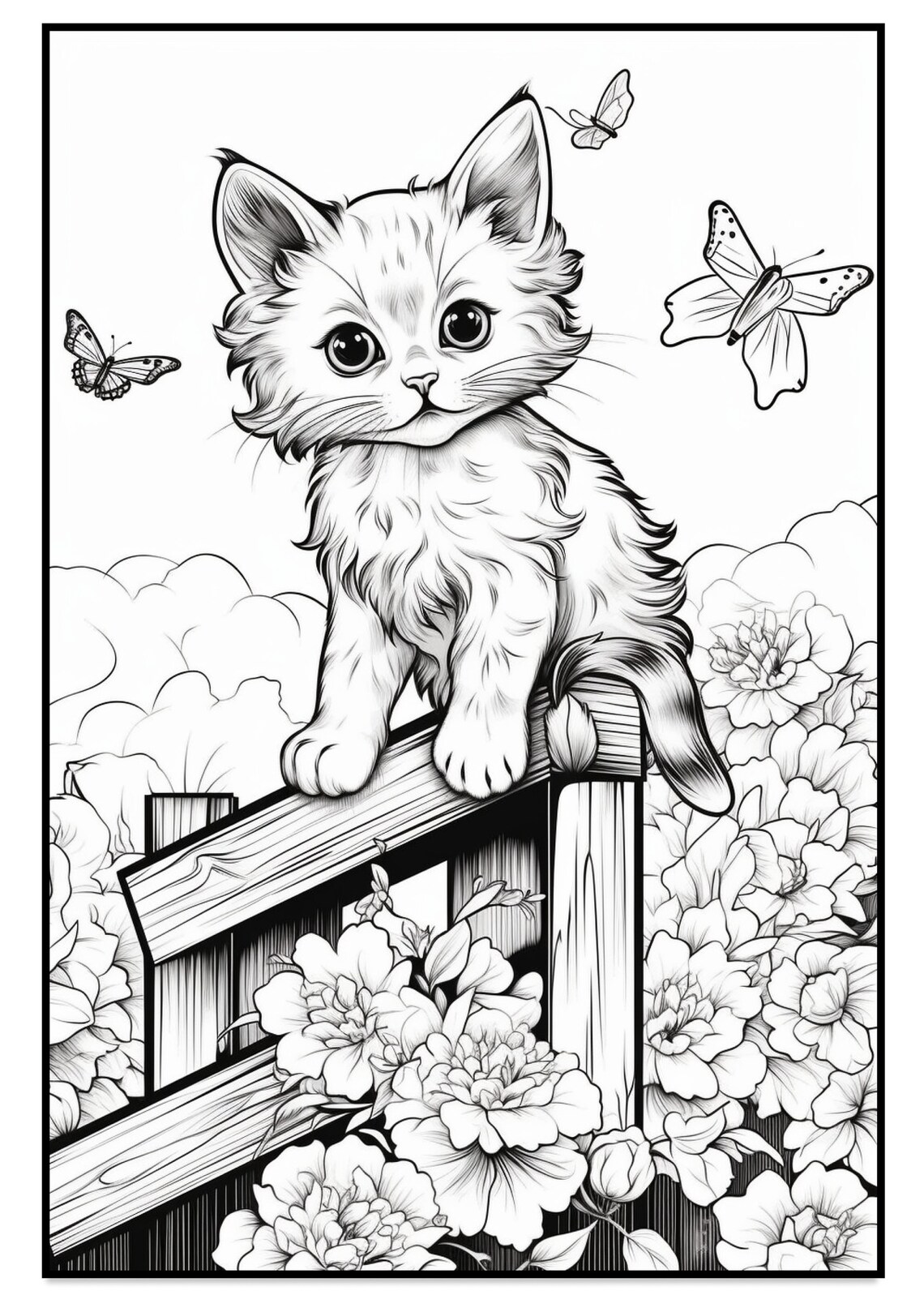 50 Printable Adult Coloring Pages, Cute Cats, Therapy Art, Portrait ...