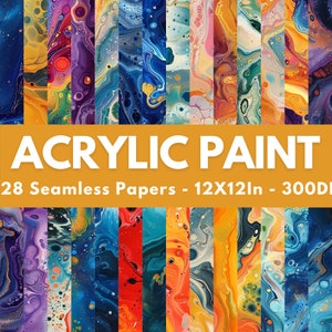 Pack de papier peint pour peinture | Fond acrylique - 28 modèles sans couture - 12 po x 12 po - Usage commercial - TÉLÉCHARGEMENT IMMÉDIAT
