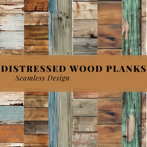 Distressed Wooden Planks, Wood Paper Pack, Flooring, Fences Printable Tile Digital Paper - SEAMLESS - Tile Pattern - 6 Designs - 12x12inches