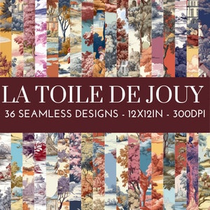 La Toile De Jouy Paper Bundle | SEAMLESS Digital French Patterns - 36 Designs  - 12in x 12in - Commercial Use - INSTANT DOWNLOAD