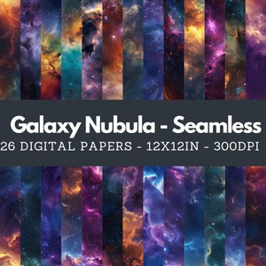 Seamless Galaxy Paper | Space Backgrounds - 26 Seamless Designs - 12in x 12in - Commercial Use - INSTANT DOWNLOAD