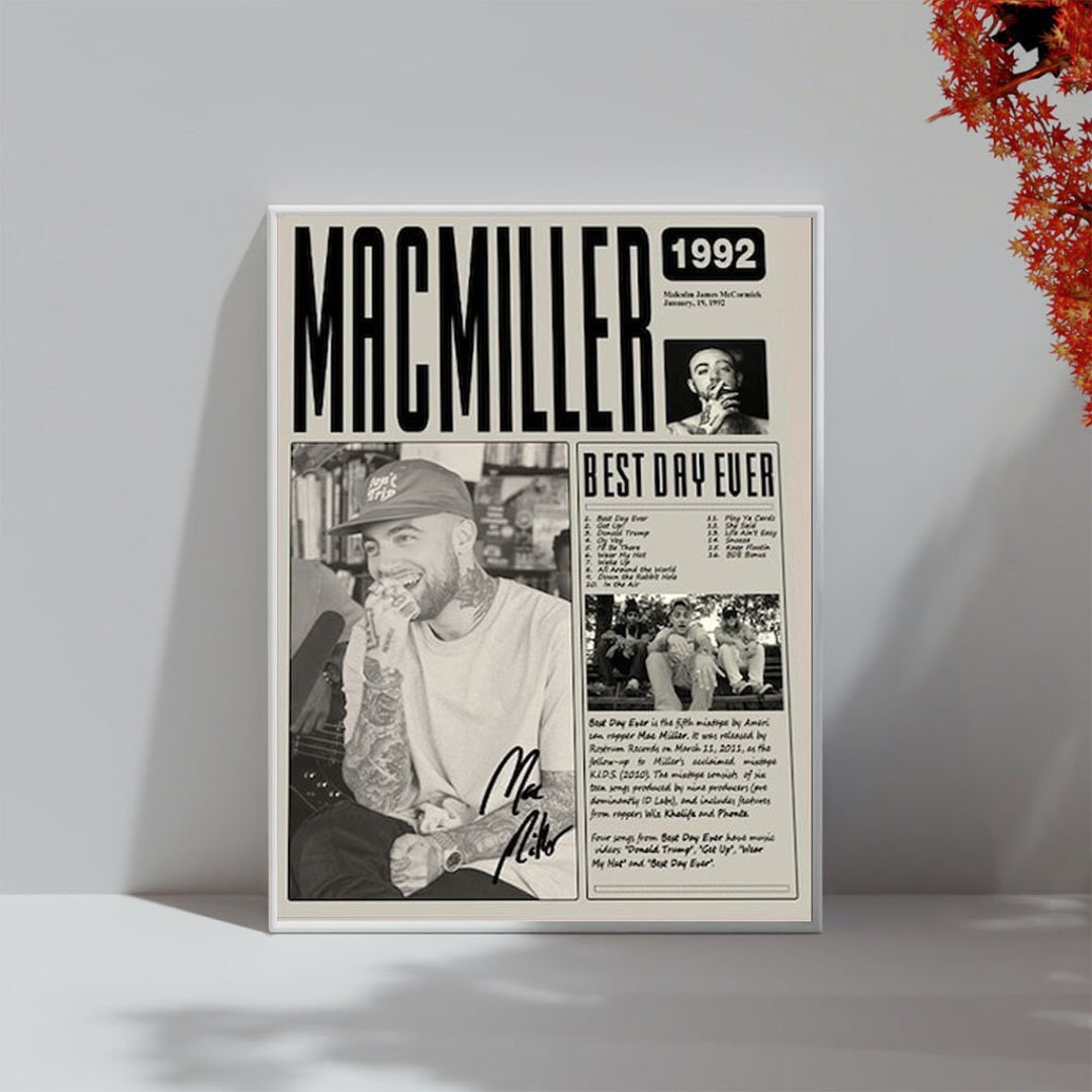 M Miller Best Day Ever Poster, Retro Newspaper Macmiller Poster, Music
