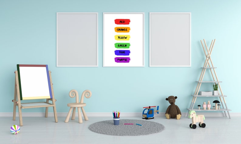 Printable Educational Poster Colors Paint Stroke, Wall Print for