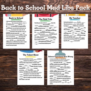 Back to School Printable Mad Libs Activity Sheets for Kids
