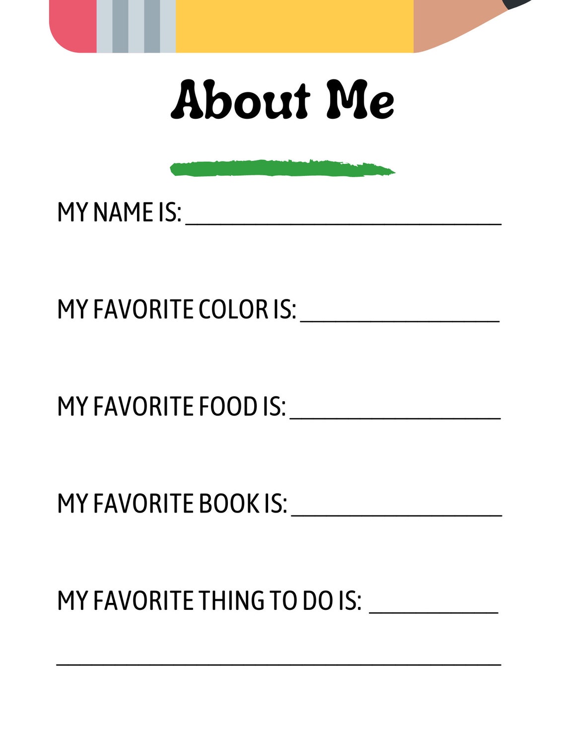 Printable All About Me Book for Kids Back to School - Etsy