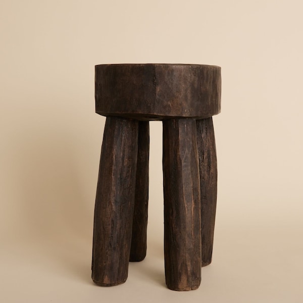 Wood Stool, African Side Table, Accent Stool, Scandinavian Style Furniture