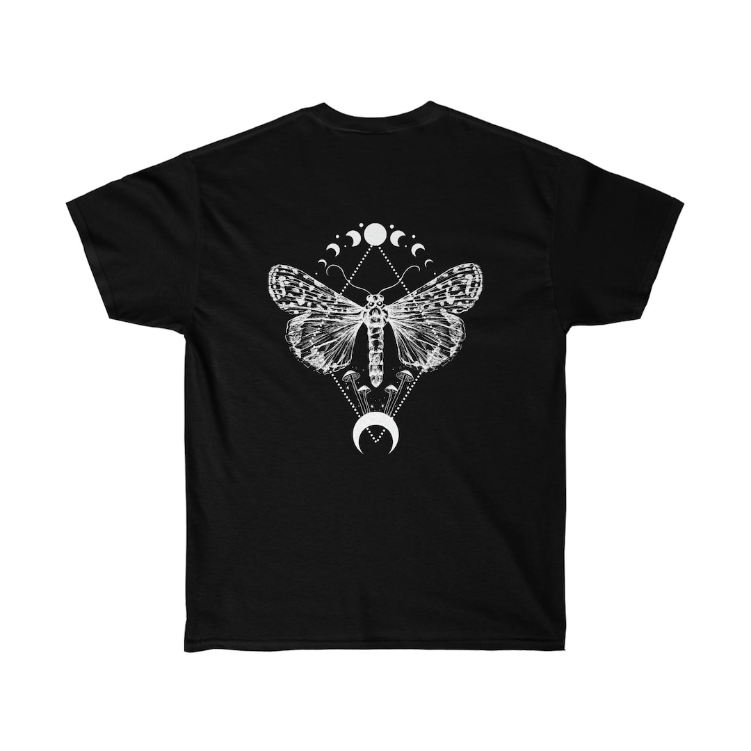 Moth Moonphase Gothic Alternative Cotton Tee Unisex - Etsy