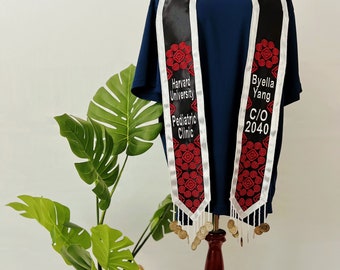 Custom Full Embroidery Hmong Graduation Sashes/Stoles with coins