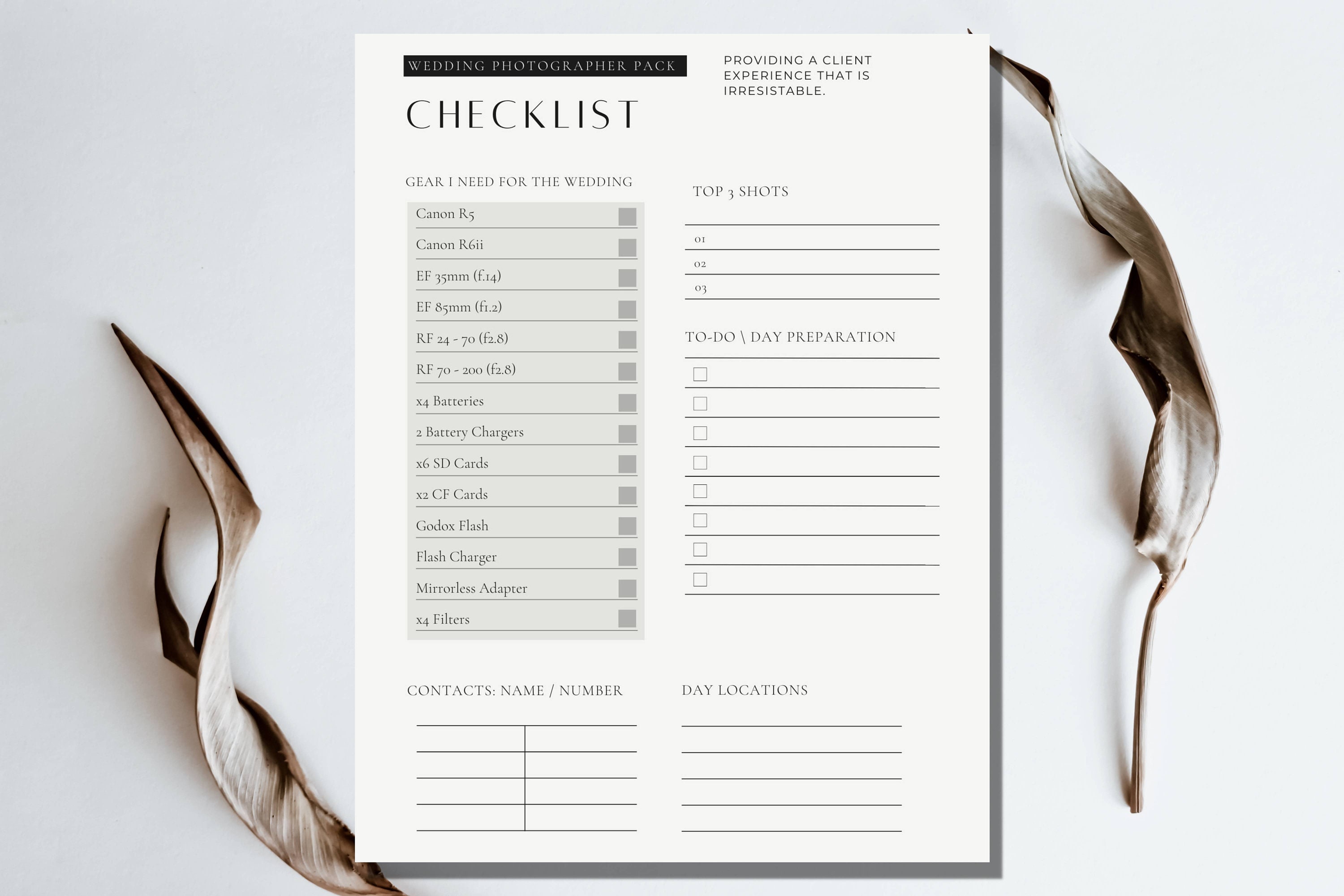 The Videographer Packing Checklist Template for Canva Etsy
