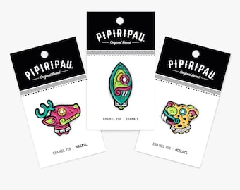 Aztec Nahuatl Enamel Pins II – Deer, Flint, Jaguar