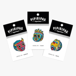 Aztec Enamel Pins – Pasado x Presente - Diablito, Tlaloc, & Xolotl | Mexican Mythology Pins | Soft Enamel, Indigenous Art, Mesoamerican Gift