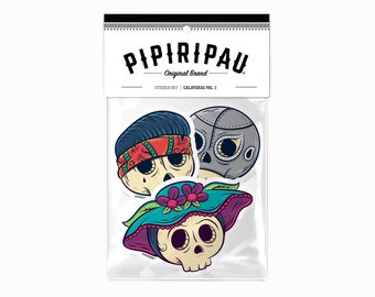 Calaveras Vol. 2 (Sticker Pack), Cholo Catrina El Santo Calaveras, Day of the Dead Vinyl Stickers