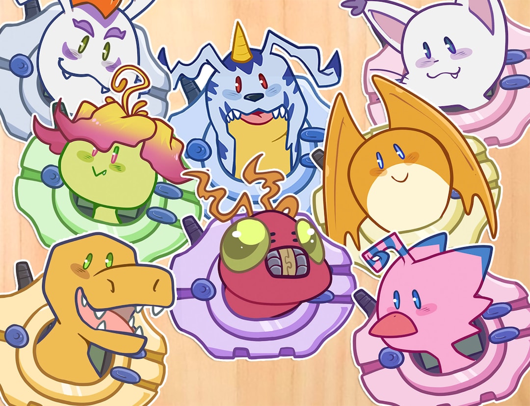 Digimon Digivices Partner Cute 2 Inch Vinyl Holographic Stickers ...