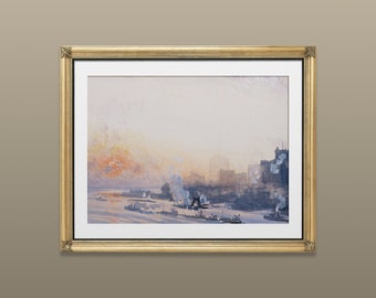 Joseph Pennell's 'Winter Sunset' | Printable Wall Art |  Landmarks as a Art Lover Gift