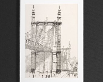 Frank Leslie Brooklyn Bridge | Printable Wall Art | Digital Art Print | Vintage Gift for Collectors
