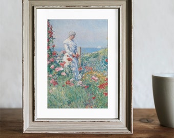 Friedrich Childe Hassam 'Im Garten' | Eleganter Impressionismus Kunstdruck | Berühmter amerikanischer Künstler | Klassische Wohnkultur