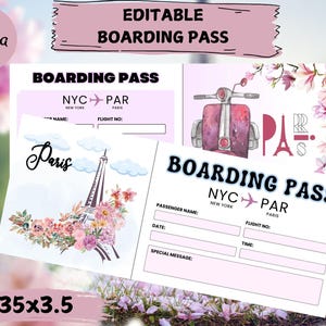 Printable Boarding Pass Airline Ticket Gift Surprise Trip Reveal Surprise Vacation Instant Download | Editable Ticket Gift For Him For Her