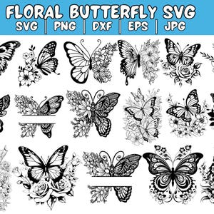 Butterfly Svg | Floral butterfly svg | Butterfly flower svg | Butterfly svg file | Floral butterfly svg | Cutting file Cricut Silhouette
