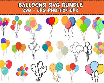 Balloon SVG Bundle: Birthday Party Clipart, Cut Files (Digital Download