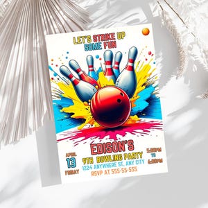 Editable Bowling Invitation, Let's Strike Up Some Fun, Birthday Bowling, Printable or Digital Invitation
