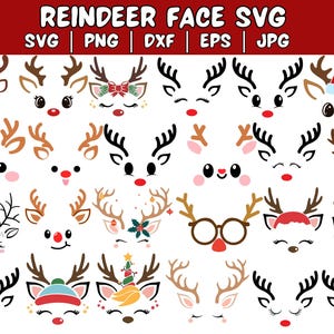 Reindeer SVG - Christmas SVG - Reindeer Face SVG - Cute Reindeer Red Nose, Christmas Reindeer Face Svg, Deer Svg, Reindeer Clipart
