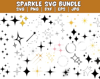 Sparkle Star SVG Bundle: Twinkle Clipart, Cut Files (Digital Download)