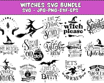 Witchy Quotes & Designs SVG Bundle: Halloween, Magic, Cricut Ready (Digital Download)