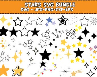 Star SVG Bundle: Weihnachten, Nacht, leuchtende Sterne (Digitale Dateien)