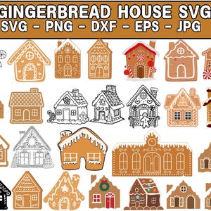 Casa de gengibre SVG clipart, Silhueta de Natal, Casa de papel de férias de inverno, Arquivos de corte, Download instantâneo
