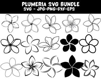 Plumeria SVG Bundle: Tropical Hawaiian Flower Clipart (Digital Download)