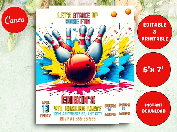 Bowling Birthday Invitation Template: Strike Up Some Fun (Digital Invite)