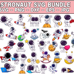 Astronauta Svg Png Bundle, Astronauta con cohete svg, niño astronauta svg, Universo Svg, Spaceman svg, Espacio SVG