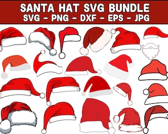Paquete SVG de gorro de Papá Noel: Archivos de corte navideños (descarga digital)