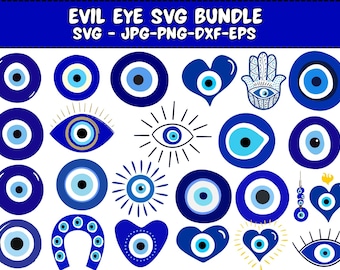 Evil Eye SVG Bundle: Ojo Turco, Hamsa, Clipart (Instant Download)