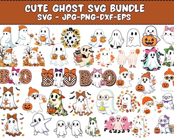 Niedliche Geist zwar | Kawaii Halloween Geist Clipart | Boo Schmuck | Gruseliger süßer Geist PNG | Geist geschnitten Datei für Cricut & Sublimation | Süßes Halloween SVG