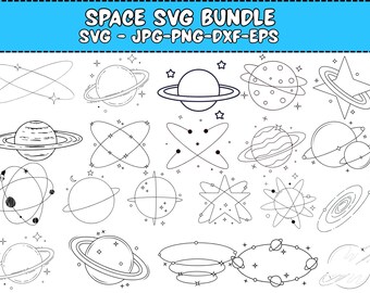 Outer Space SVG Bundle: Planets, Astronaut, Rocket Clipart (Digital Download)