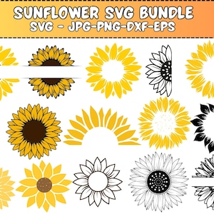 Zonnebloem SVG, zonnebloem Cricut, zonnebloem clipart, zonnebloem gesneden bestand, SVG-bestanden voor Cricut, zonnebloem silhouet, bloem Svg, Vector, png