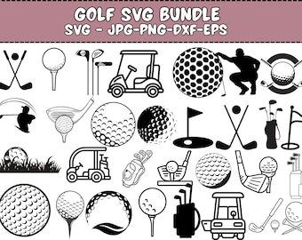 Pacchetto SVG Golf: monogramma, clipart, file di taglio (download digitale)