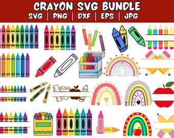Crayon Split Monogram SVG Bundle: Teacher Cut File (Digital Download)