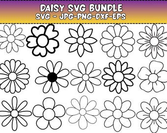 Pacote Daisy SVG: Arquivos de corte de flores para Cricut (download digital)