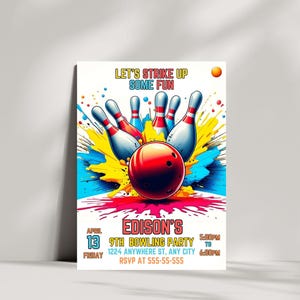 Editable Bowling Invitation, Let's Strike Up Some Fun, Birthday Bowling, Printable or Digital Invitation