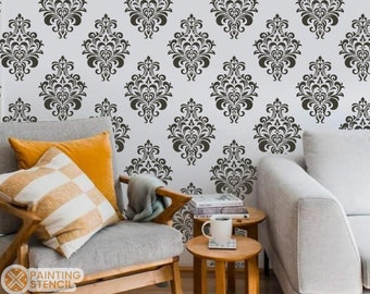 Damask Stencil , Home Living Stencil, Pattern Stencil, Stencil for Walls, Stencil for Painting, Pattern stencil