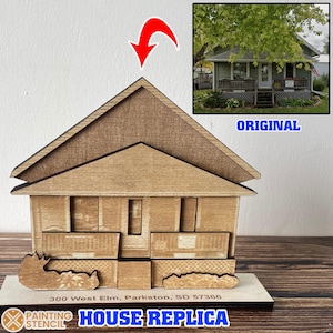 Miniture of My House, Custom Home Replica from Your Image,  Customizable Wooden House Replica , Custom Old House Restoration Model