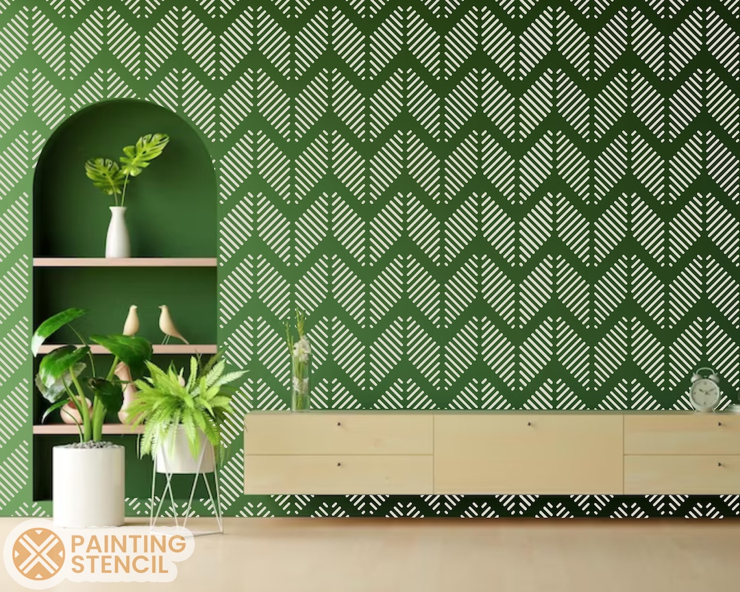 Wall Herringbone Simple Allover Stencil herringbone Pattern Etsy