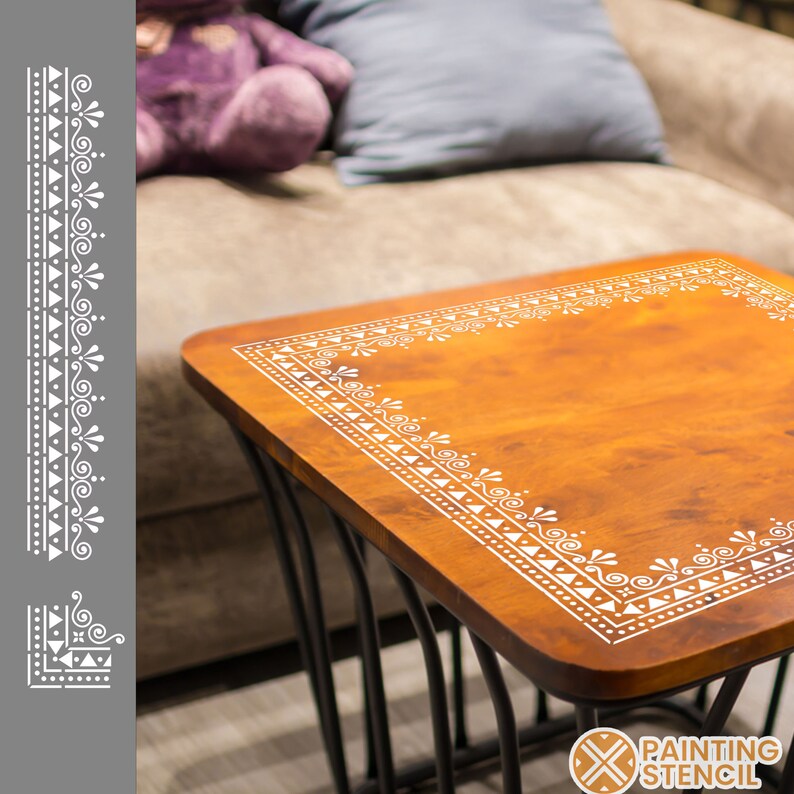 Large Victorian Border Stencil for Walls & Furniture, Victorian Corner