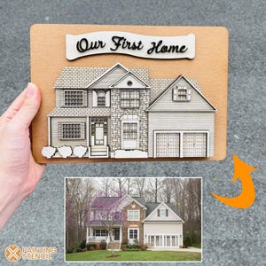 Custom House Miniature, Custom Model House, New Home Owners gift, Miniature of Your Home Painted on Wood, Front Door House Replica